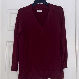 LOFT Lou & Grey Maroon V Neck Sweatshirt